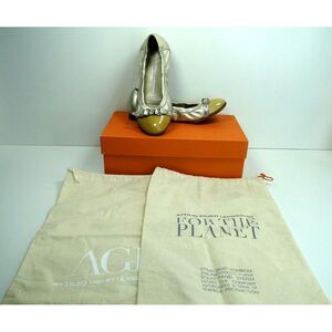 Attilio Giusti Leombruni 36M Ballet Flats Barley Gold Leather Toe Cap Shoe ITALY